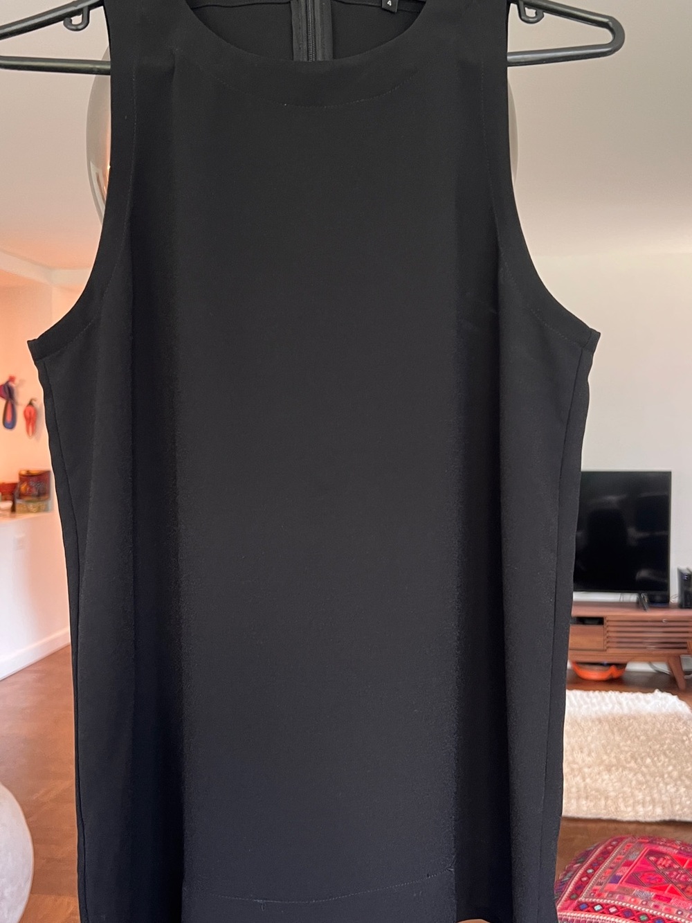 Tibi Black Sleeveless Tank with High Round Neck